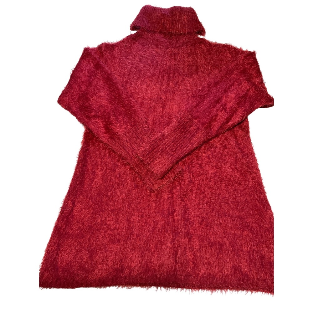 Davi & Dani Red Fuzzy Shaggy‎ Long Sleeve Turtleneck Sweater Size S